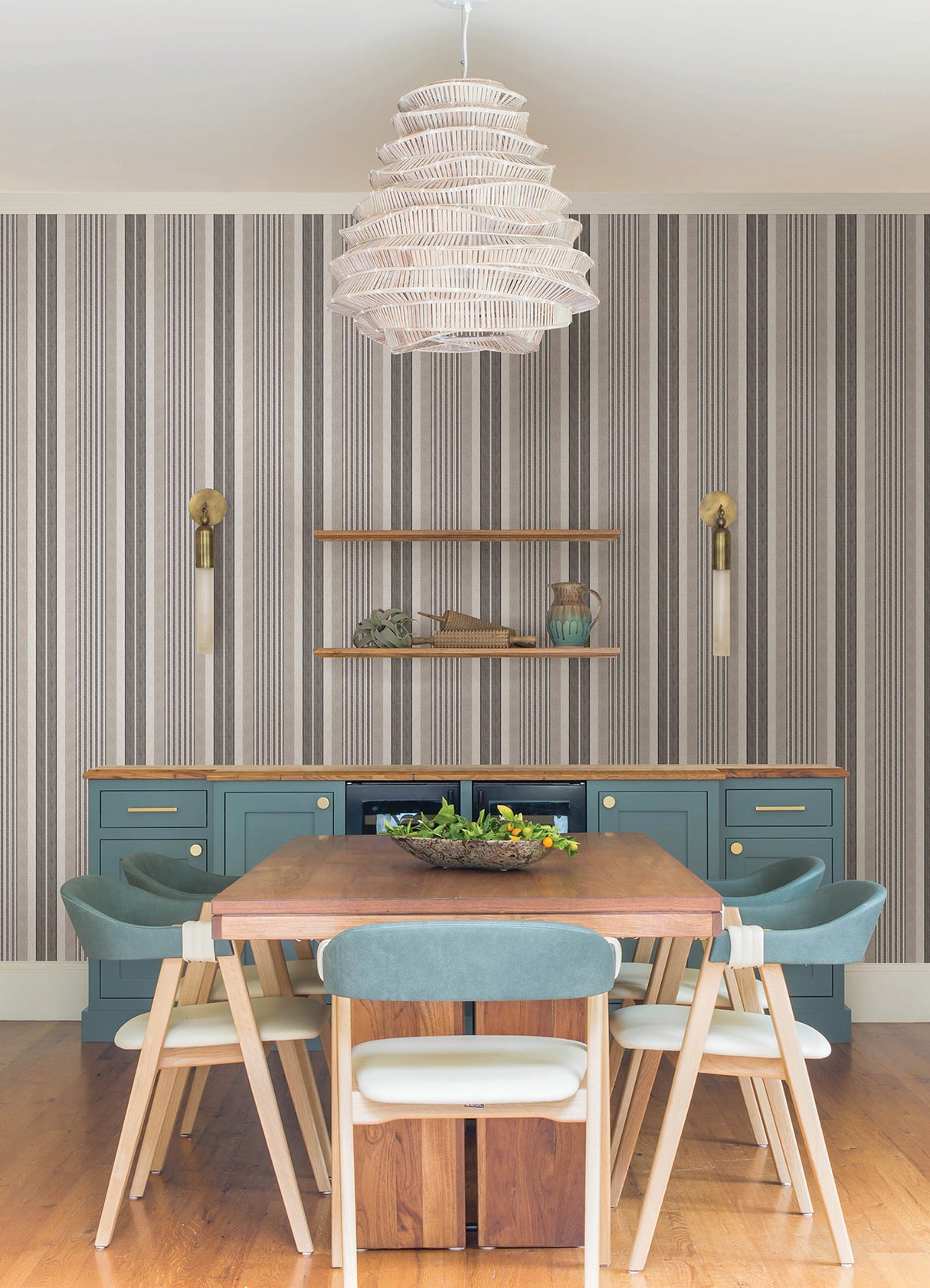 Escot Charcoal Grey and White Vintage Stripe Transitional Peel and Stick Fully Removable Wallpaper by NuWallpaper from Waverly - WVS6477