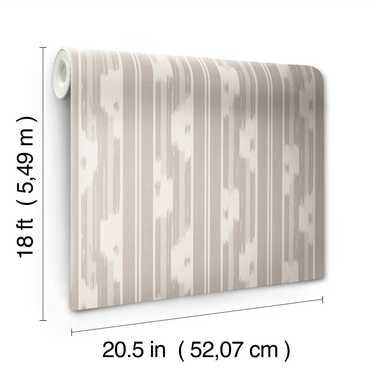 Ojai Taupe by NuWallpaper Waverly Ikat-Inspired Vertical Stripe Transitional Peel and Stick Wallpaper 20.5 in x 18 ft Roll - WVS6487