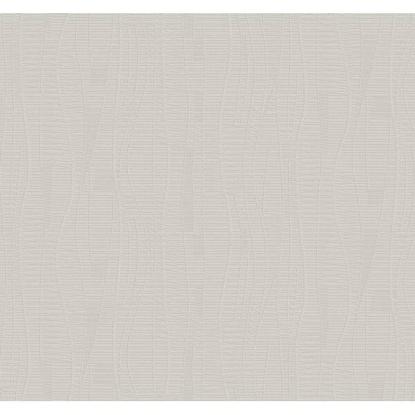 Amir Grey embossed wallpaper sample with curving crosshatch texture on a soft grey background.