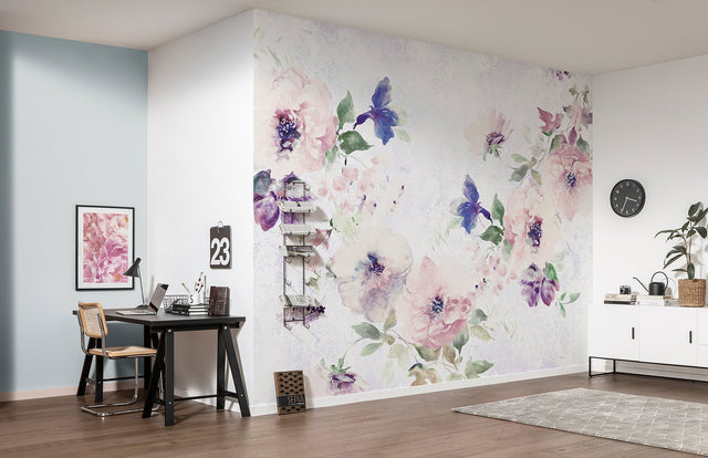 Poema Pastel Floral Garland Wall Mural - Komar X6-1071