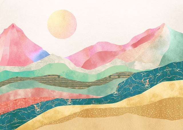 Holy Mountain Pastel Abstract Non-Woven Wall Mural with Coastal Novelty Pattern - Komar X7-1038