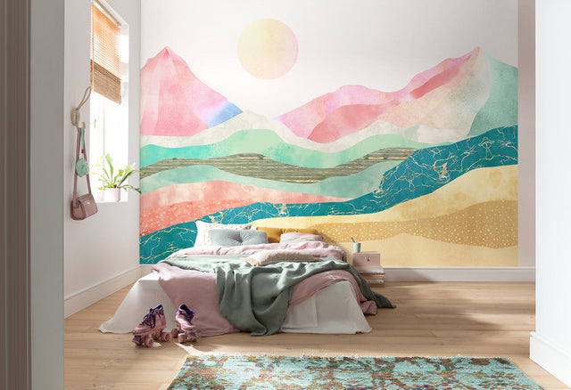 Holy Mountain Pastel Abstract Non-Woven Wall Mural with Coastal Novelty Pattern - Komar X7-1038