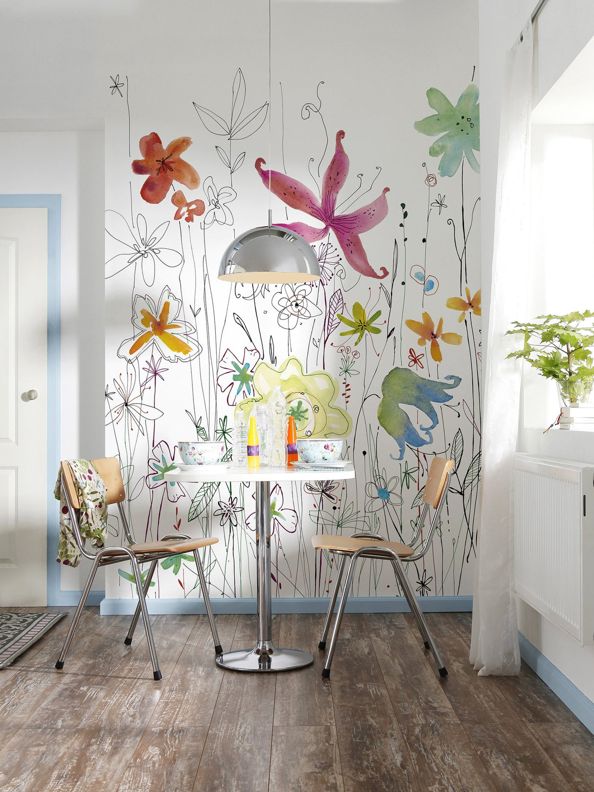 Joli Multicolor Wall Mural with Abstract Floral Pattern- Komar XXL2-022
