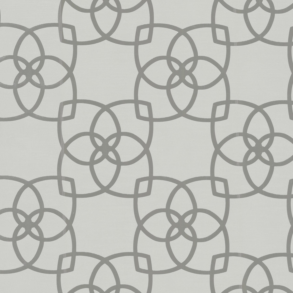 Serendipity Pale Grey Metallic Geometric Wallpaper with Interlocking Petal Lattice - York Y6200205