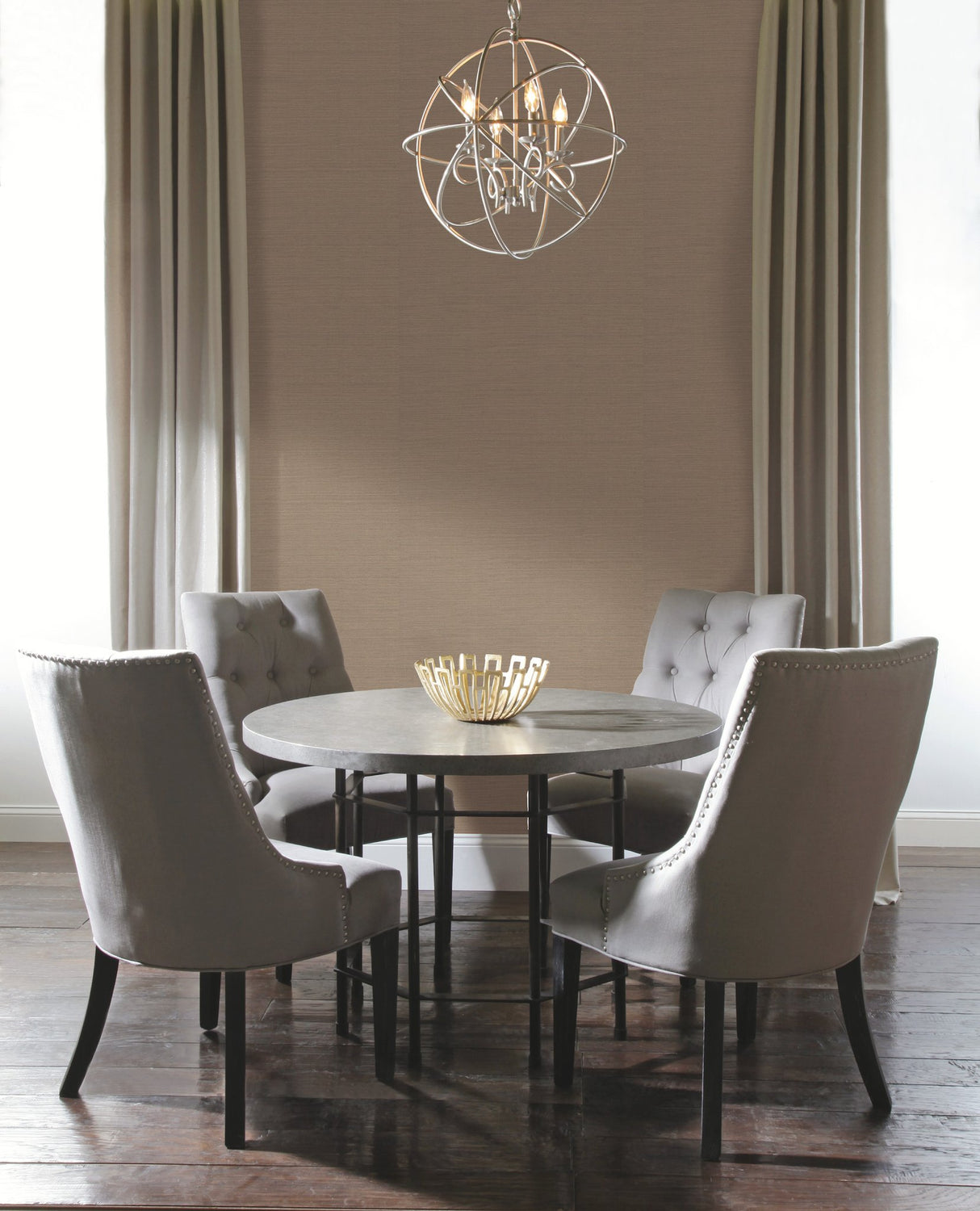 Shining Sisal Grasscloth Tan Metallic Wallpaper with Faux Grasscloth Texture - York Y6200906