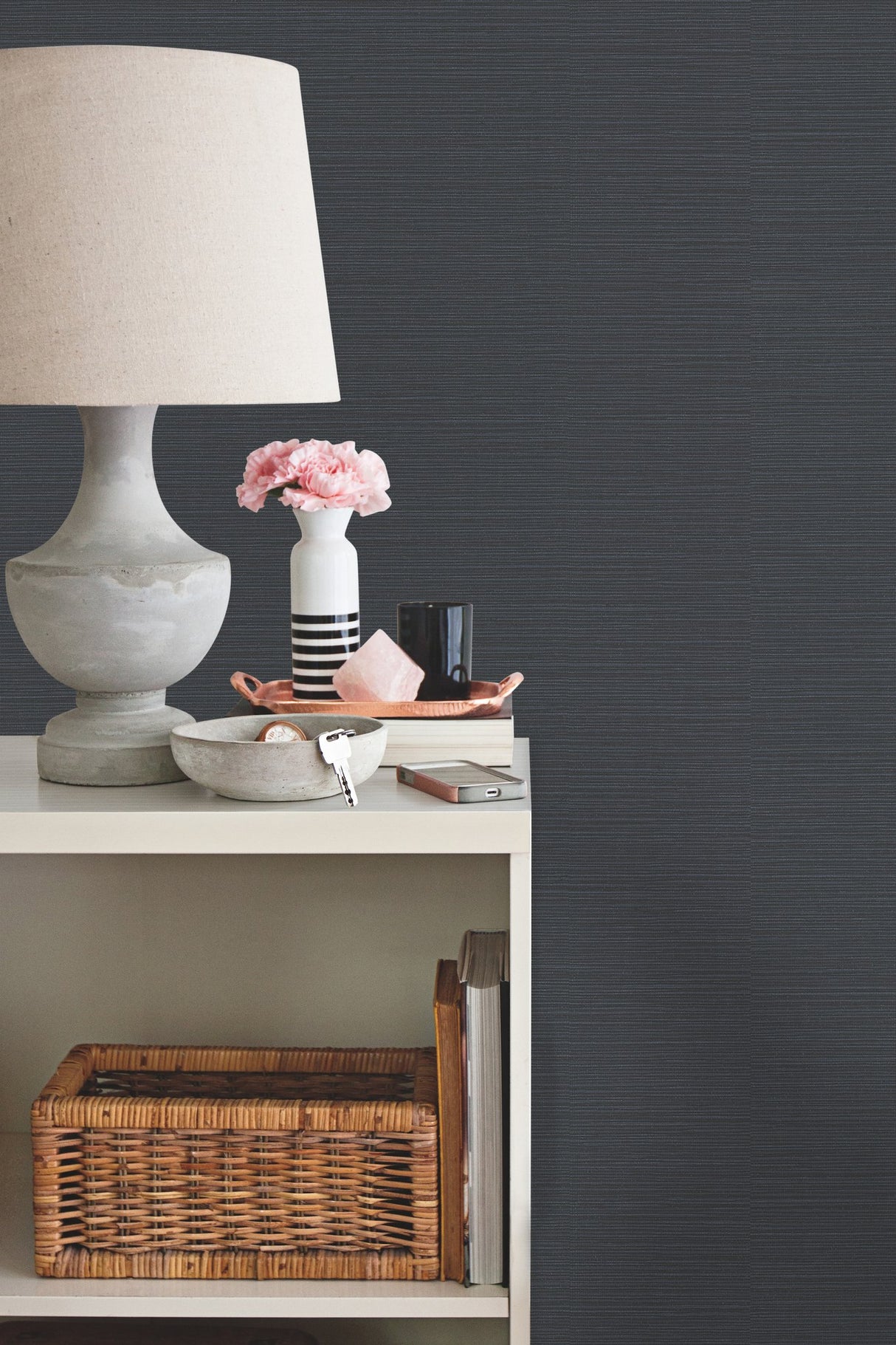 Shining Sisal Grasscloth Dark Blue Metallic Wallpaper Faux Grasscloth Non Woven - York Y6200907