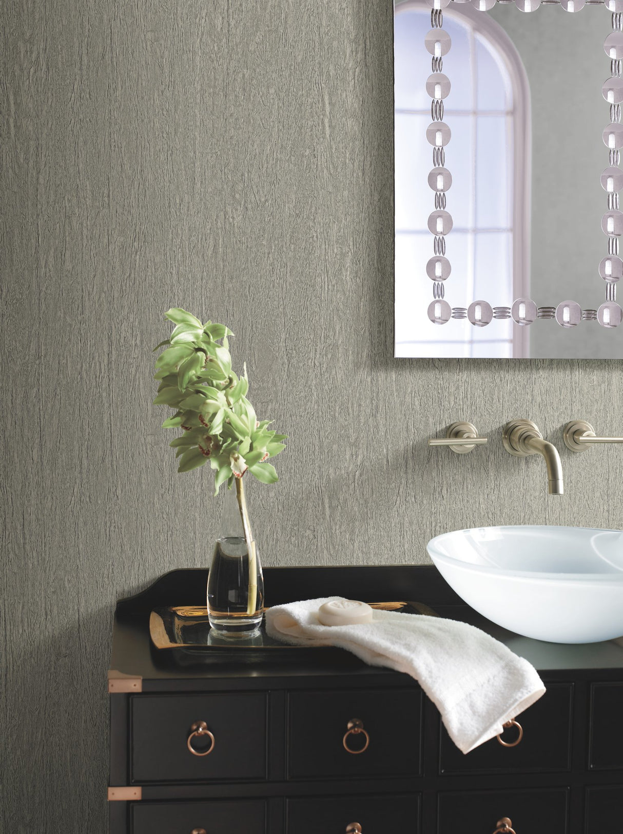 Natural Texture Silver & Brown Metallic Wallpaper with Textured Metallic Finish - York Y6201305