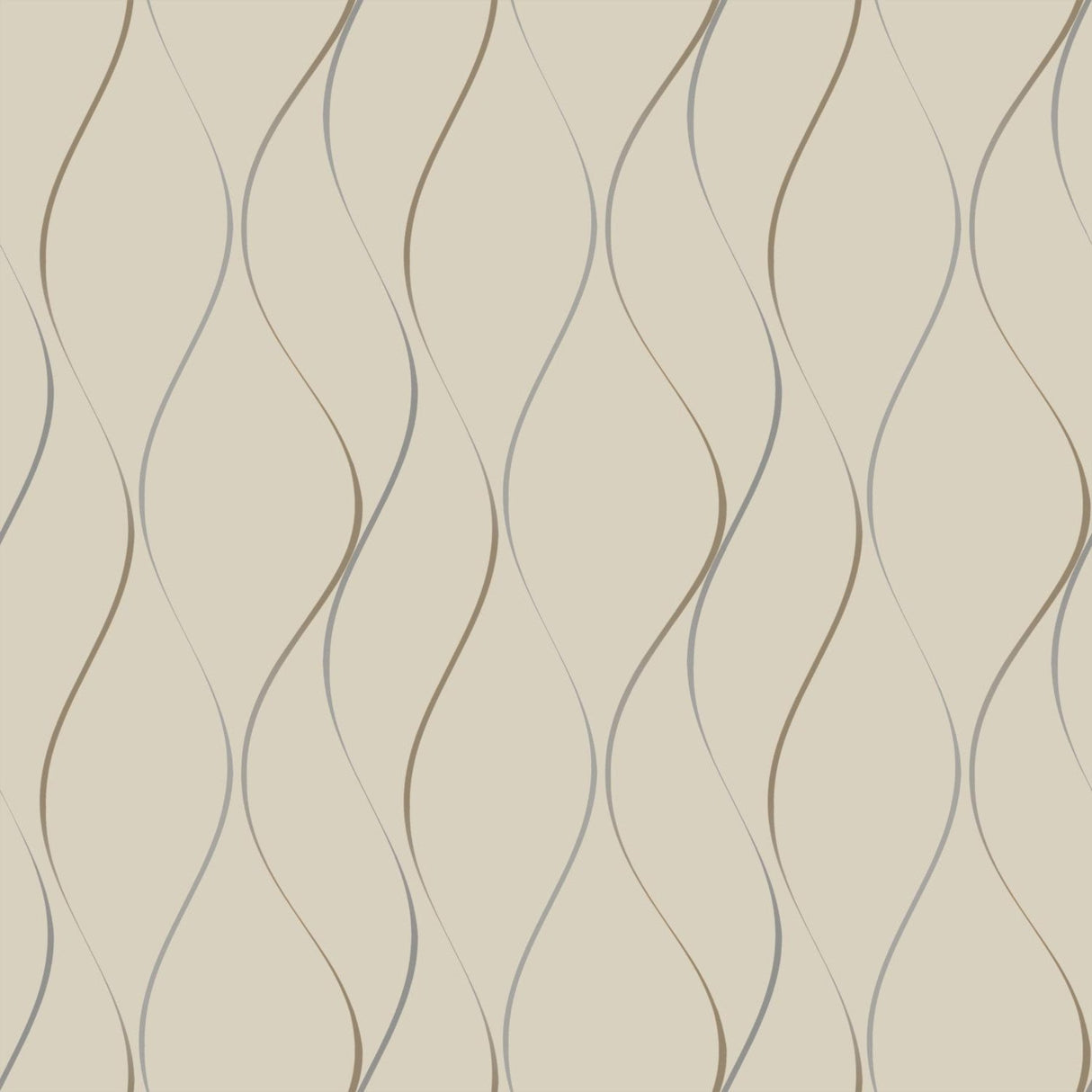 Wavy Stripe Beige Metallic Wallpaper with Stripes Pattern, Unpasted Non Woven - York Y6201404