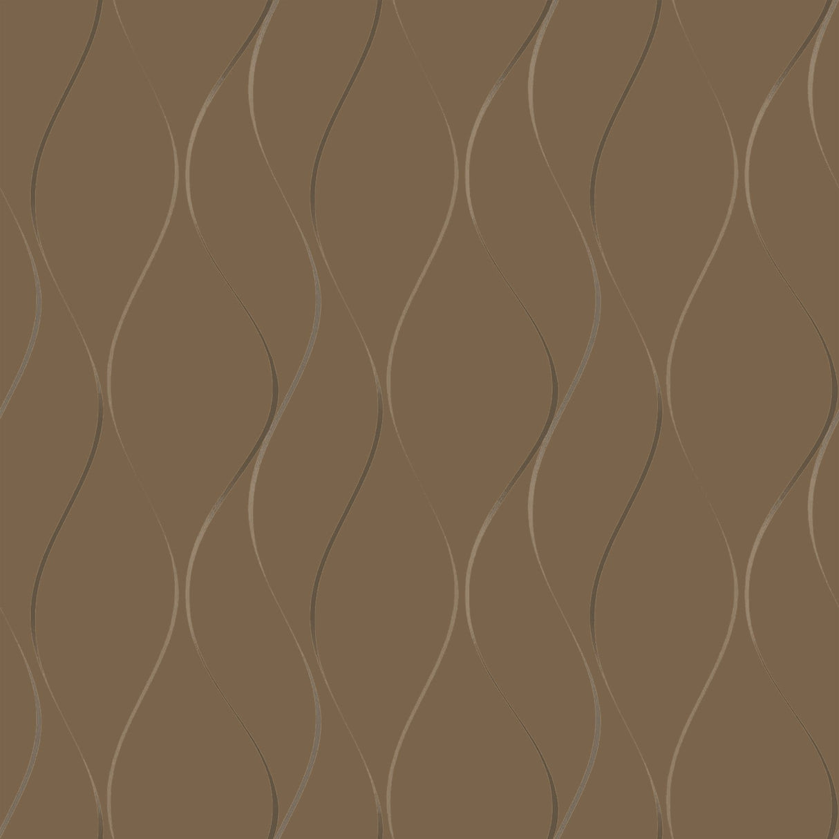 Wavy Stripe Tan Metallic Wallpaper with Curvilinear Ribbon Pattern - York Y6201406