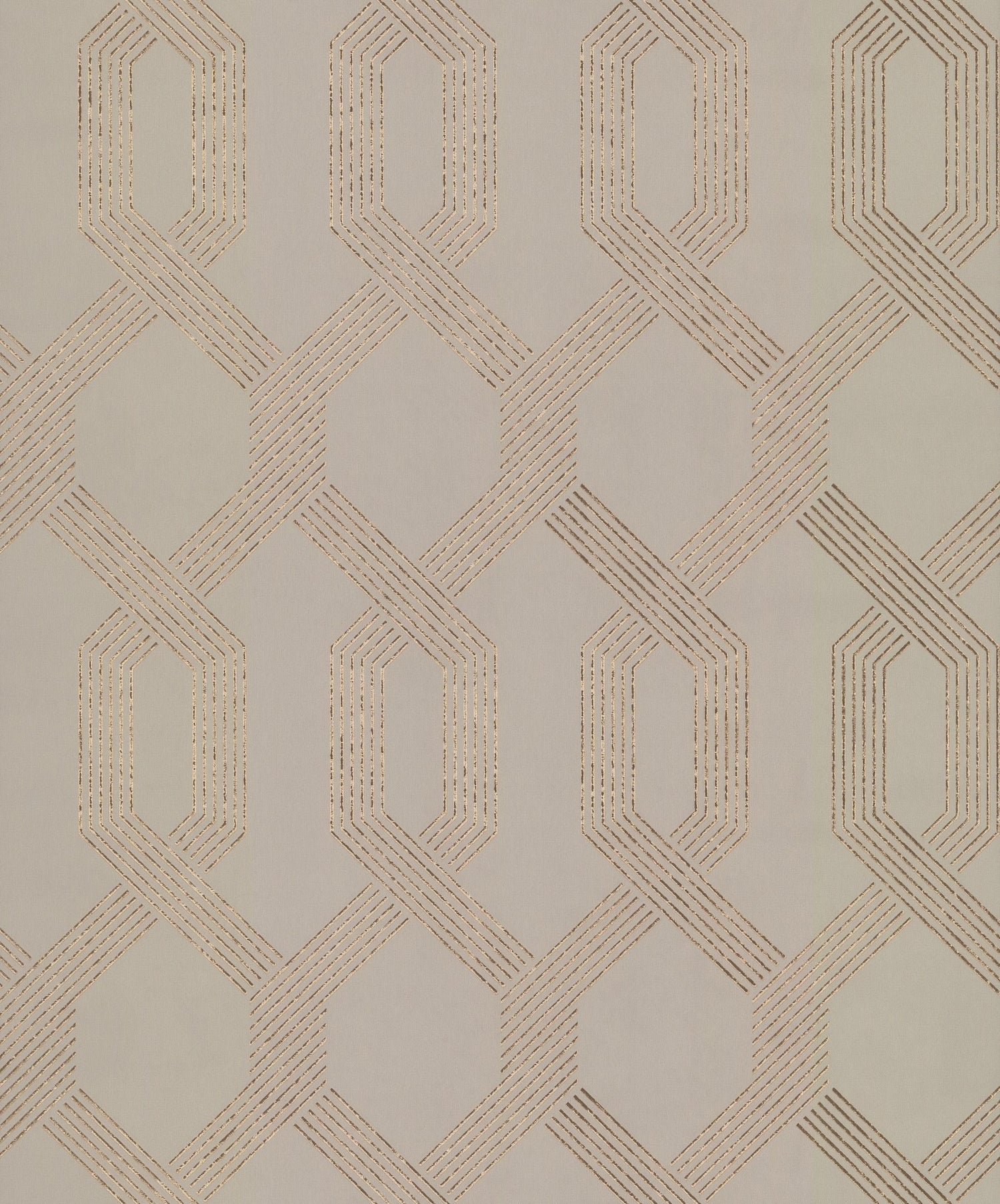 Viva Lounge Gold Metallic Wallpaper with Mid-Century Modern Trellis - York Y6221201