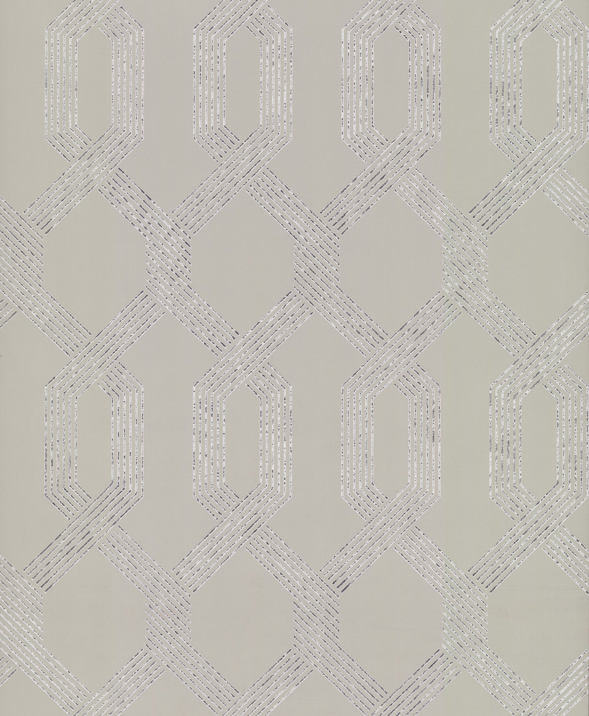 Viva Lounge Silver Metallic Wallpaper with Mid-Century Trellis Motif - York Y6221204