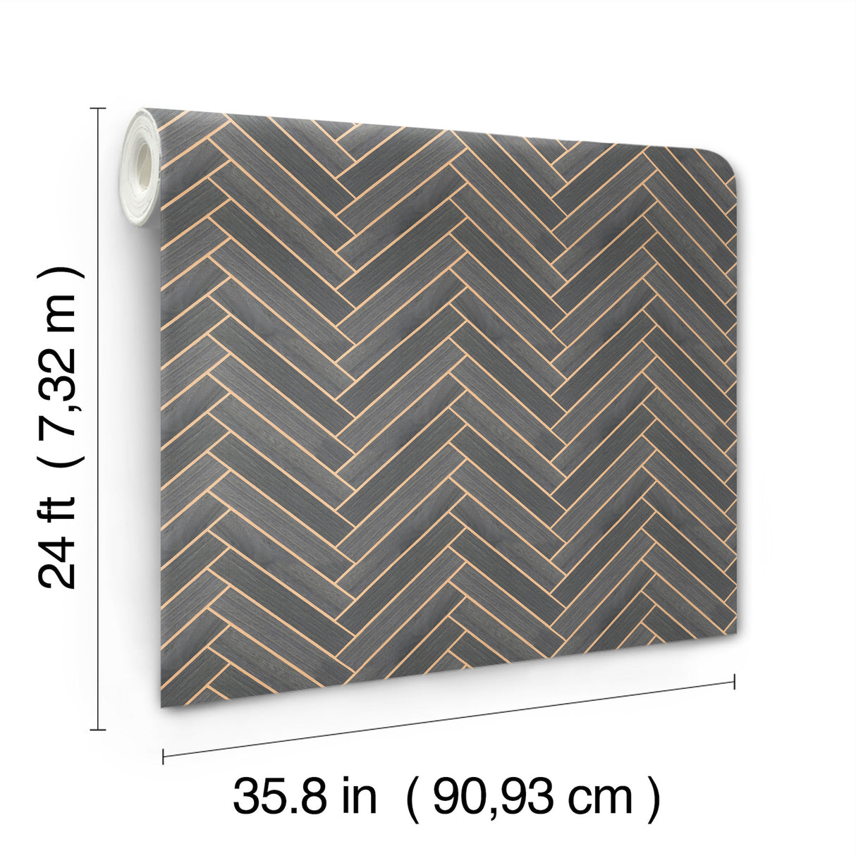 Herringbone Wood Veneer Graphite by Ronald Redding Wood Veneer Wallpaper – York Designer Series YGL7074