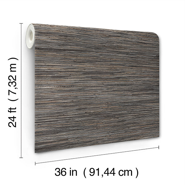 Shimmering Hemp Black / Silver by Ronald Redding Hemp Grasscloth Wallpaper – York Designer Series YGL7077