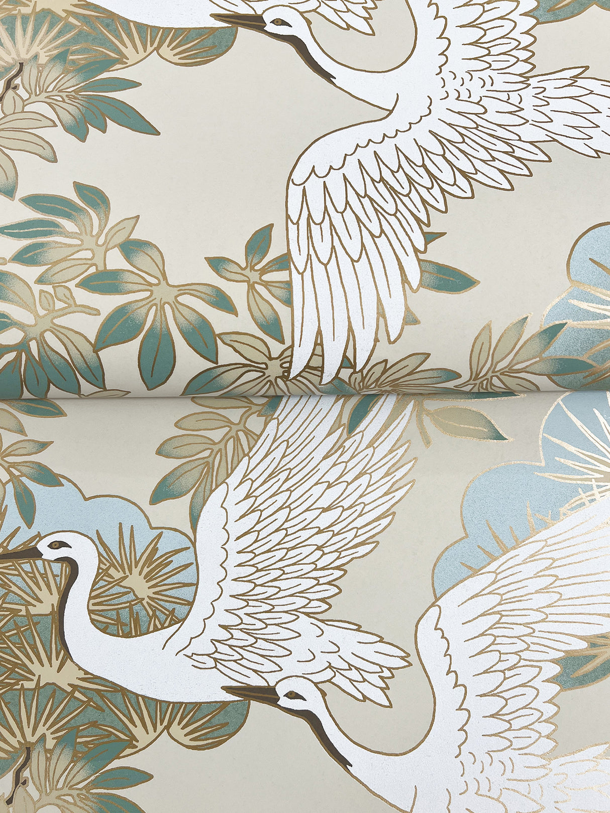 Sprig & Heron Beige by Ronald Redding Botanical Wallpaper- York Designer Series ZA8009