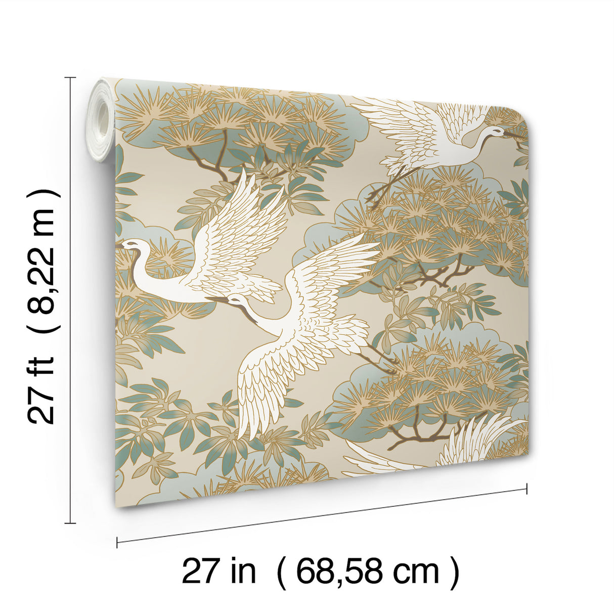 Sprig & Heron Beige by Ronald Redding Botanical Wallpaper- York Designer Series ZA8009