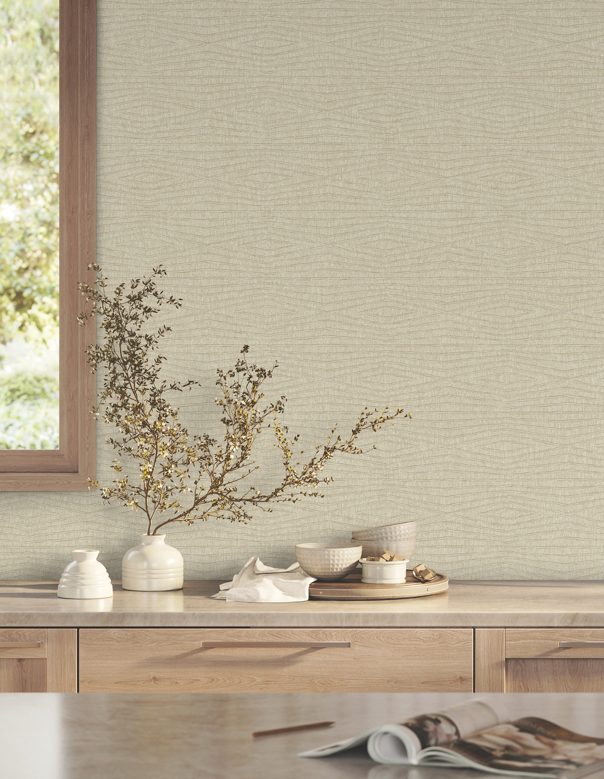 Daystone Beige by Ronald Redding Geometric Wallpaper – York Designer Series ZA8011
