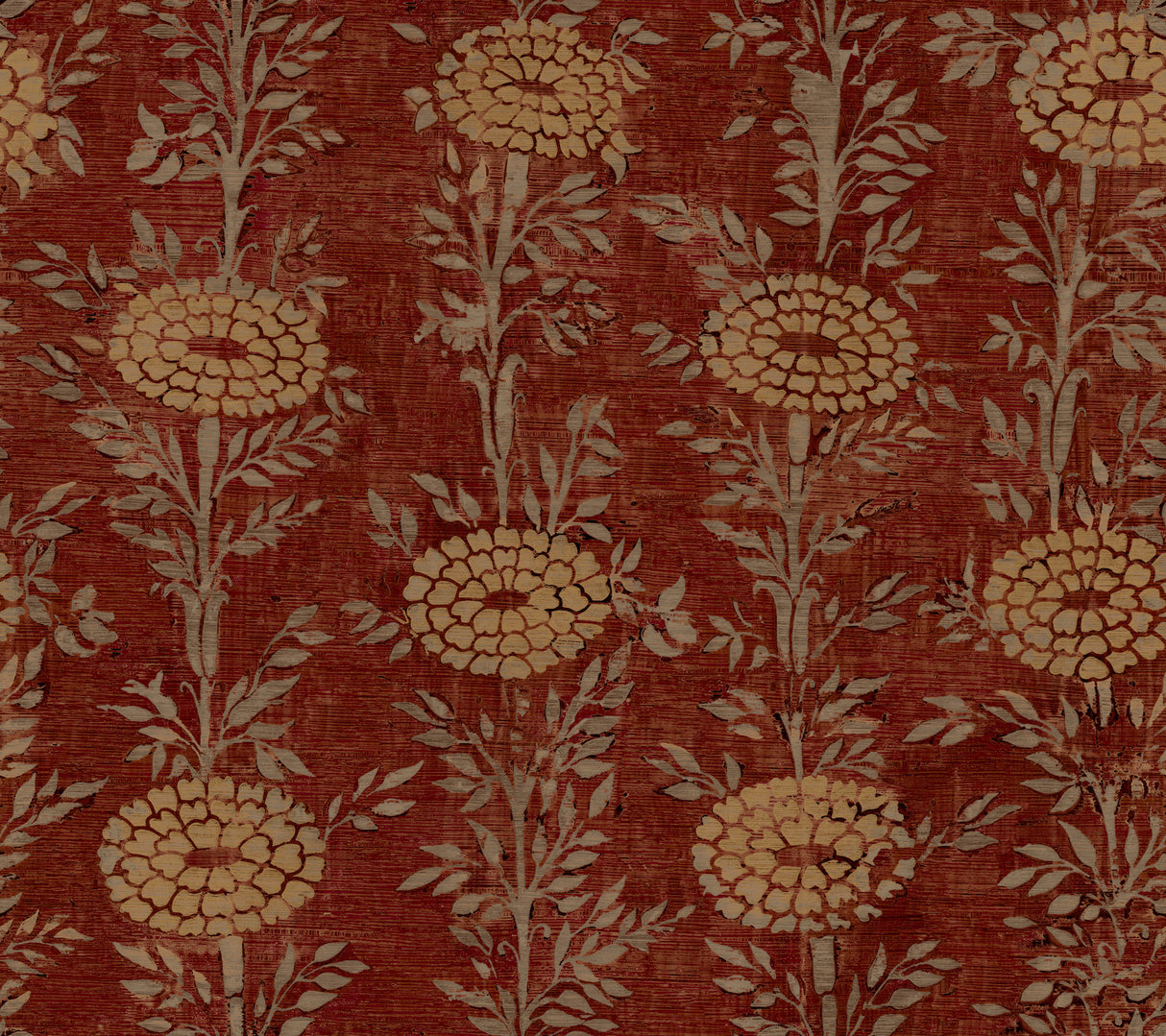 French Marigold Red & Gold wallpaper by Ronald Redding, pattern ZA8019