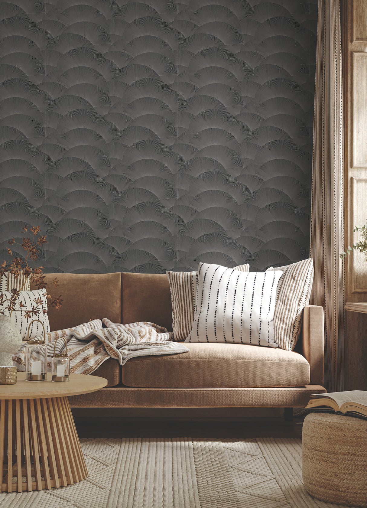 Morning Shell Black & Grey by Ronald Redding Geometric Wallpaper- York Designer Series ZA8022