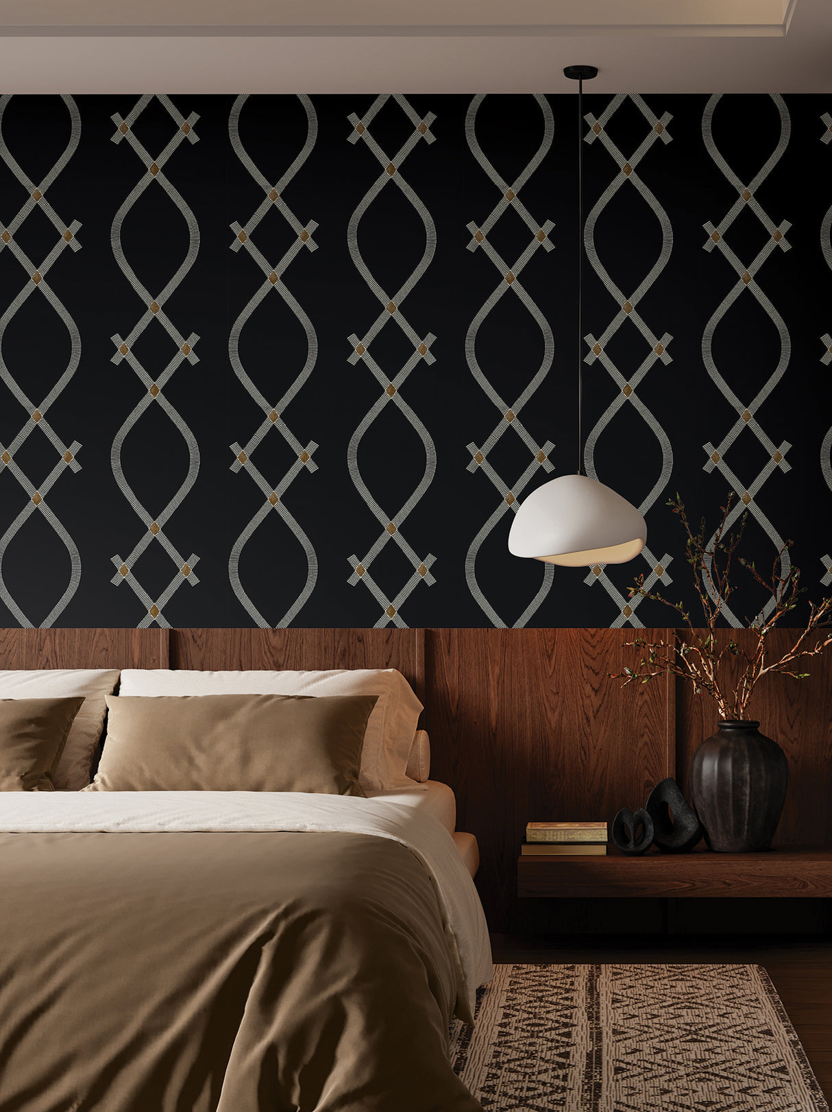 Ellena Black by Ronald Redding Geometric Metallic Wallpaper – York Designer Series ZA8031