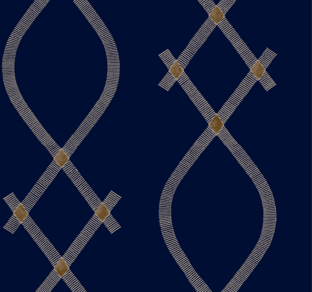 Ellena Navy geometric ogee wallpaper by Ronald Redding, ZA8032