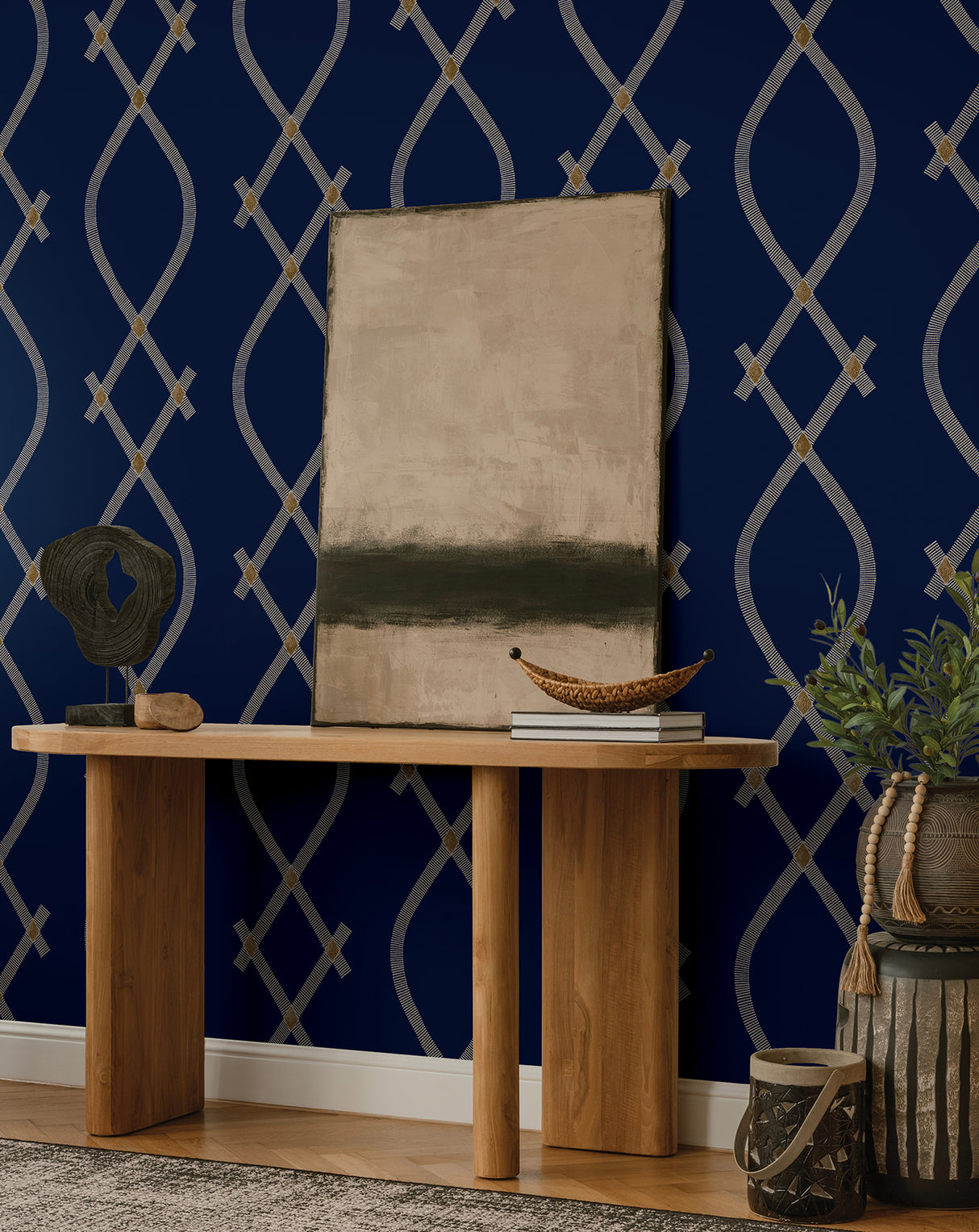 Ellena Navy by Ronald Redding Geometric Wallpaper- York Designer Series ZA8032