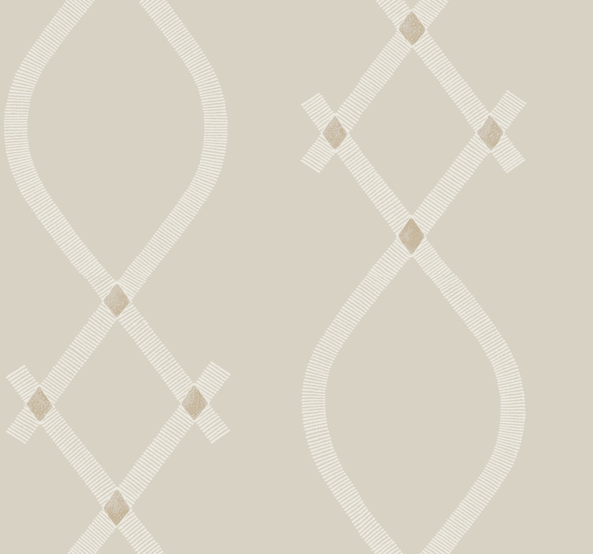 Ellena Light Grey geometric ogee wallpaper by Ronald Redding, 27 in x 27 ft roll