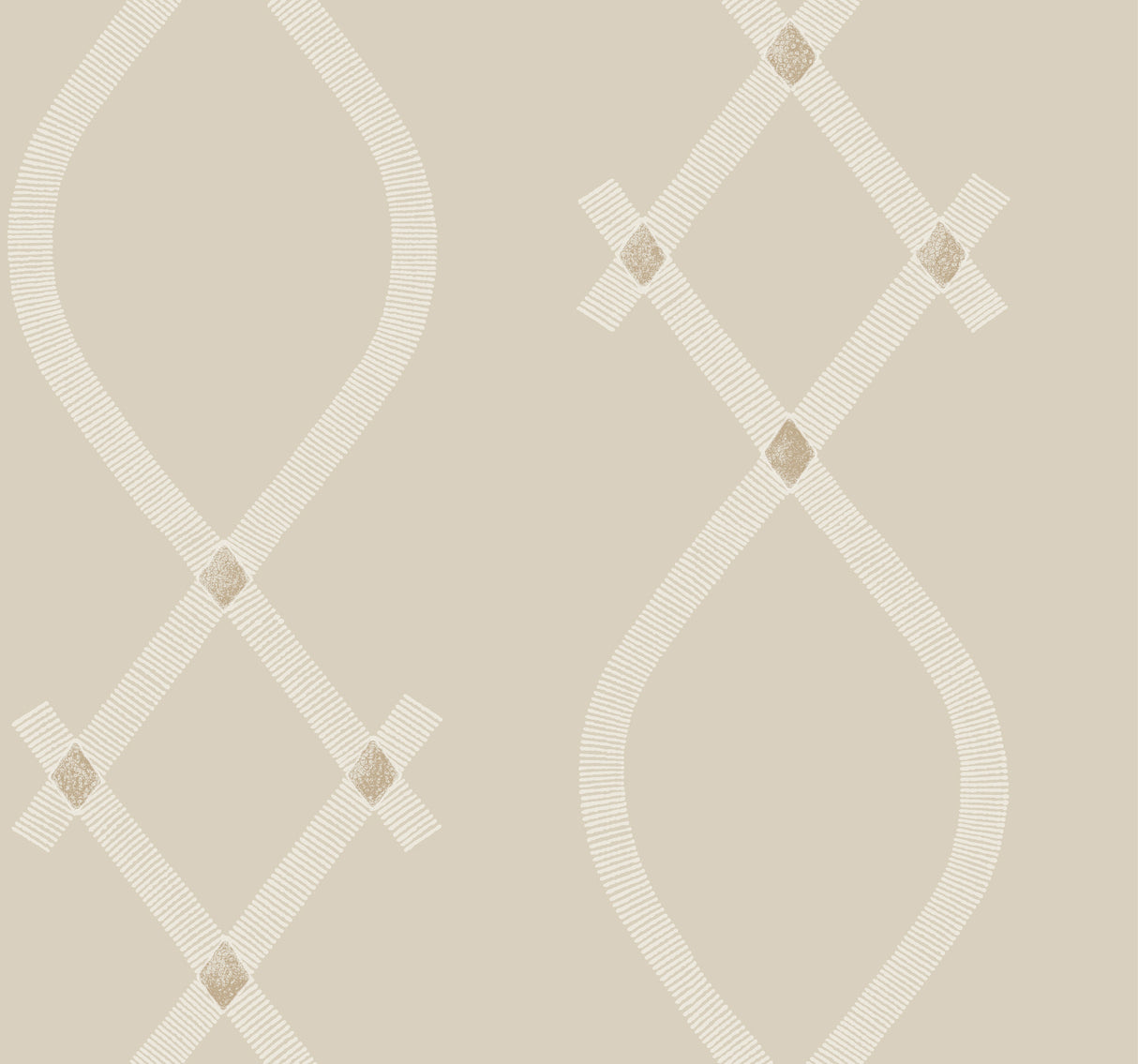 Ellena Beige geometric ogee non woven wallpaper by Ronald Redding – York Designer Series ZA8034