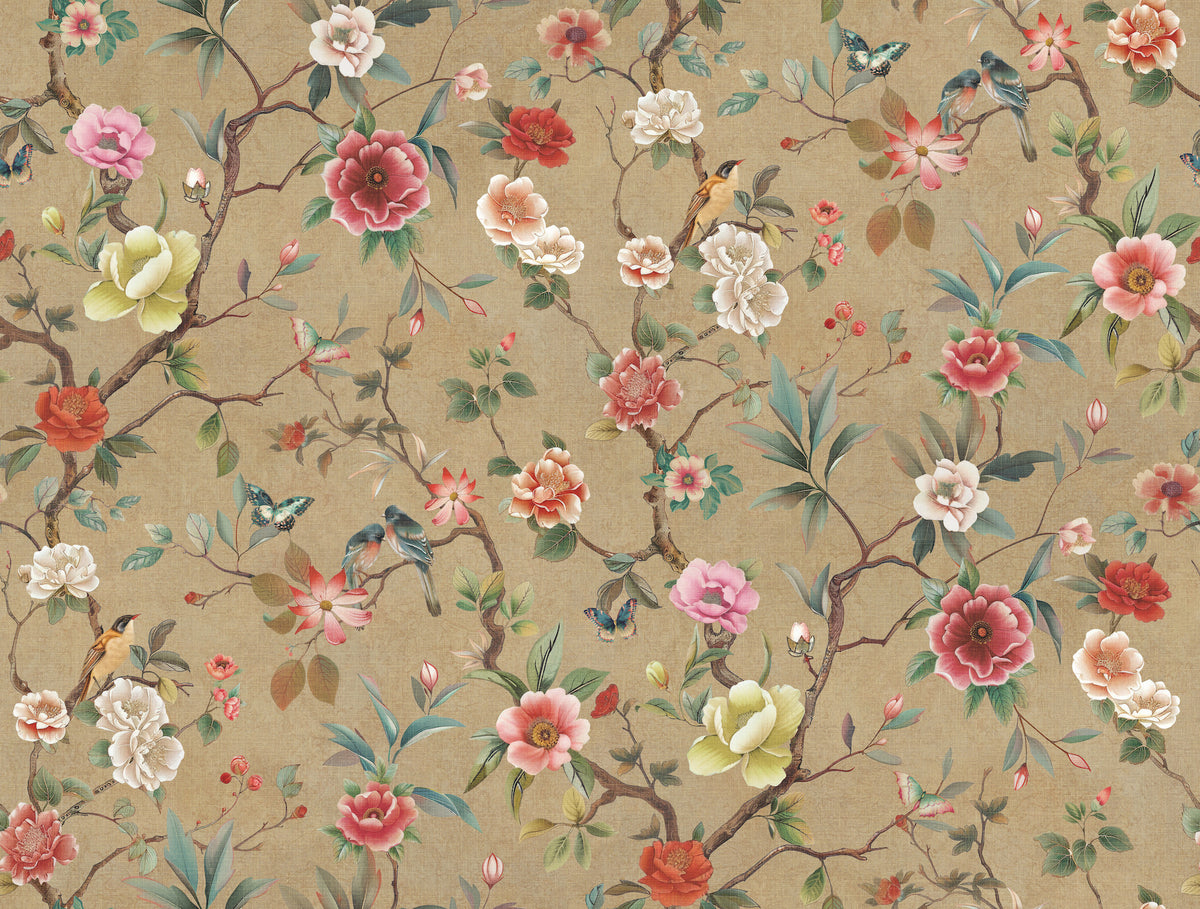 Kimora's Garden Linen Wallpaper by Ronald Redding - ZA8037