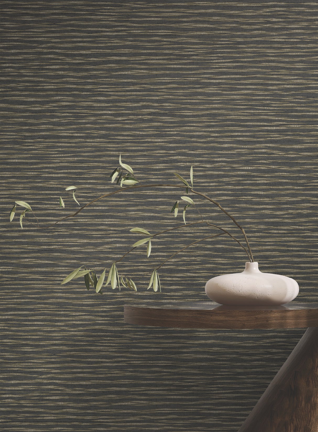 Lotus Weave Charcoal by Ronald Redding Faux Grasscloth Wallpaper – York Designer Series ZA8041