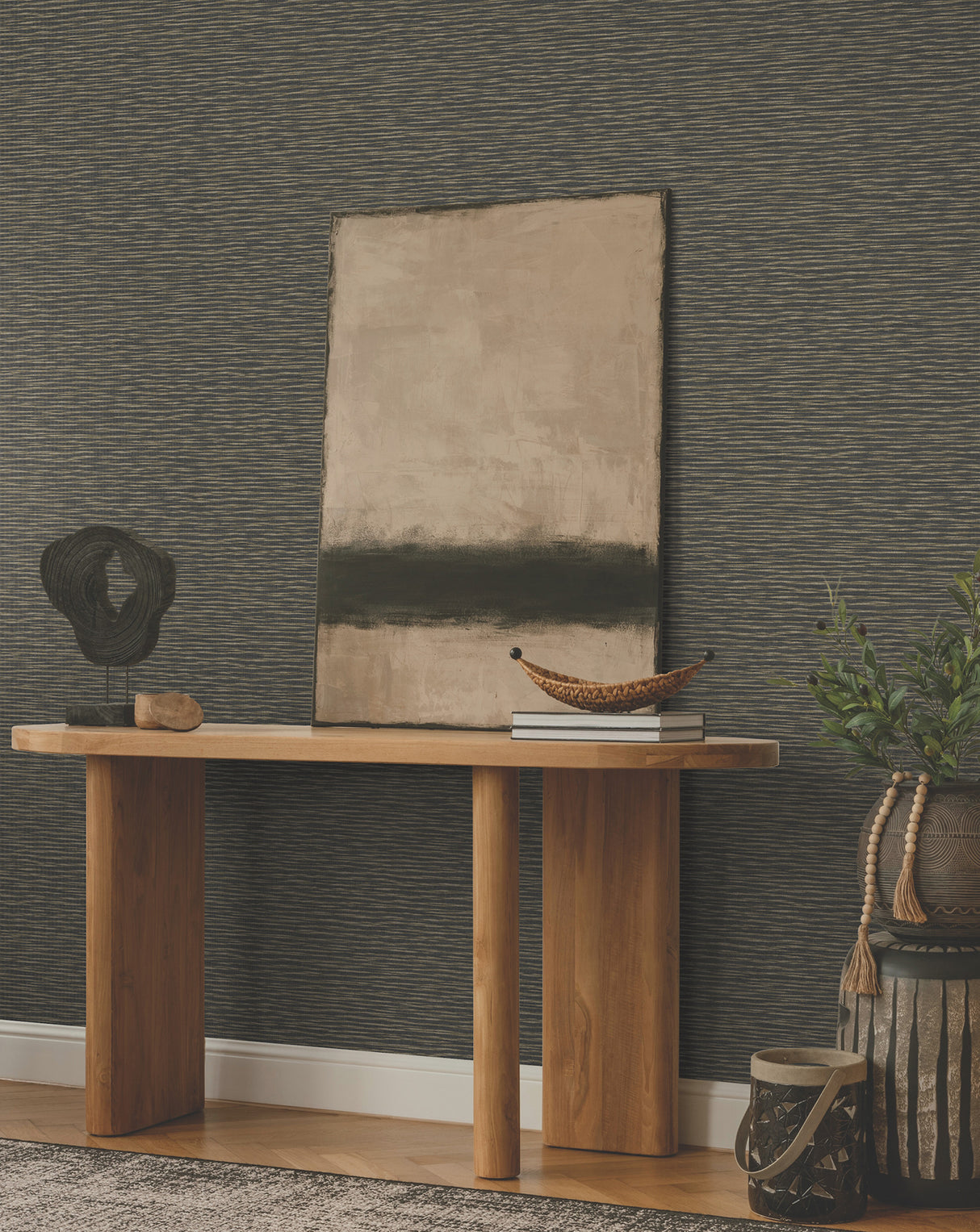 Lotus Weave Charcoal by Ronald Redding Faux Grasscloth Wallpaper – York Designer Series ZA8041