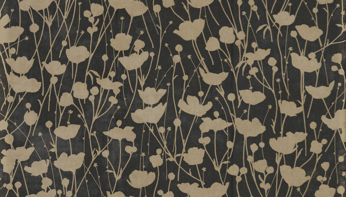 Shimmering Poppies Black & Gold Wallpaper ZA8066