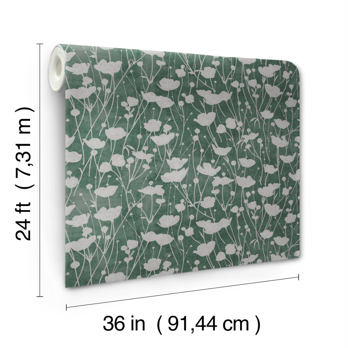 Shimmering Poppies Green & Silver by Ronald Redding Wallpaper – York Designer Series ZA8068