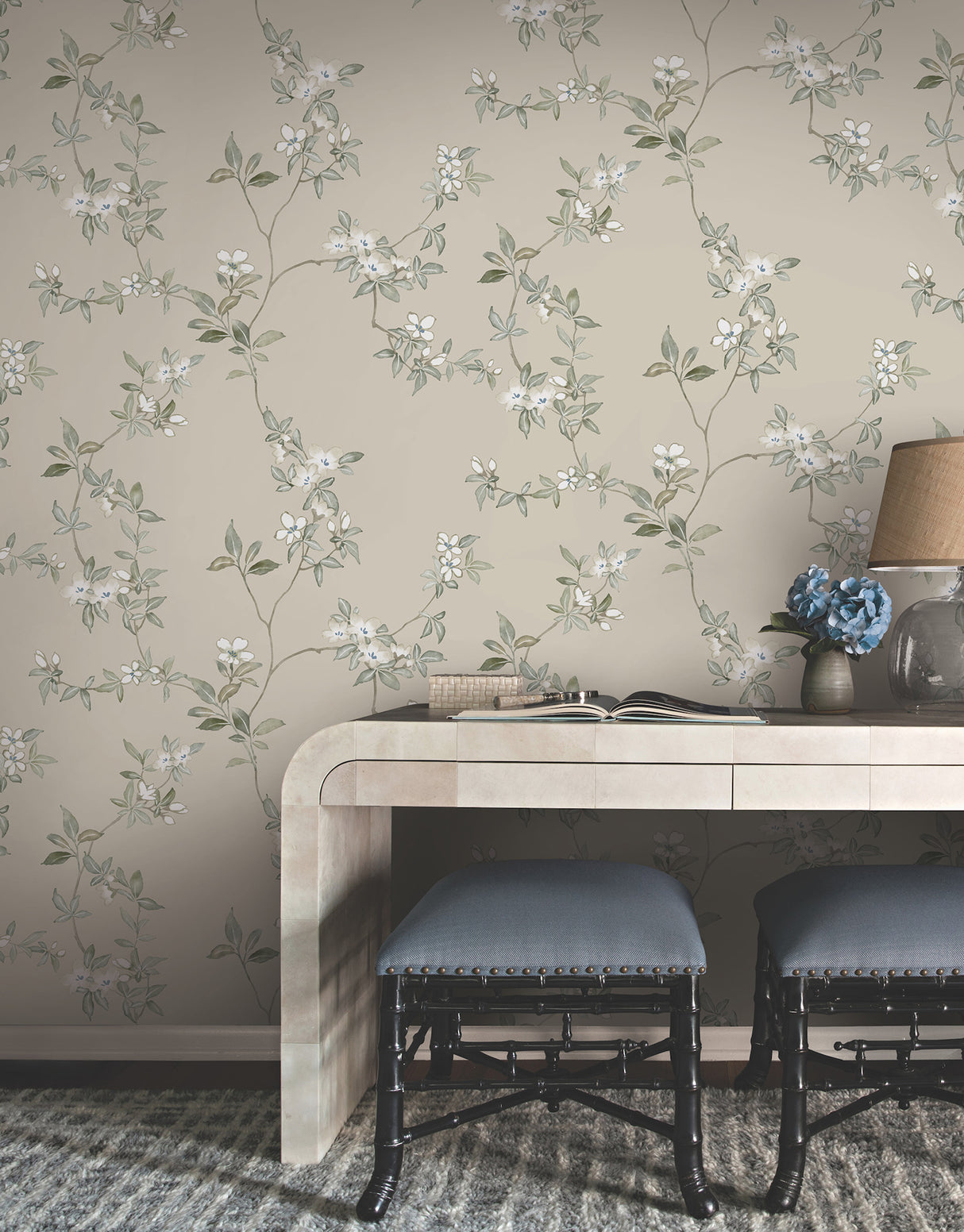 April Blossom Taupe by Ronald Redding Floral Wallpaper – York Designer Series ZA8075