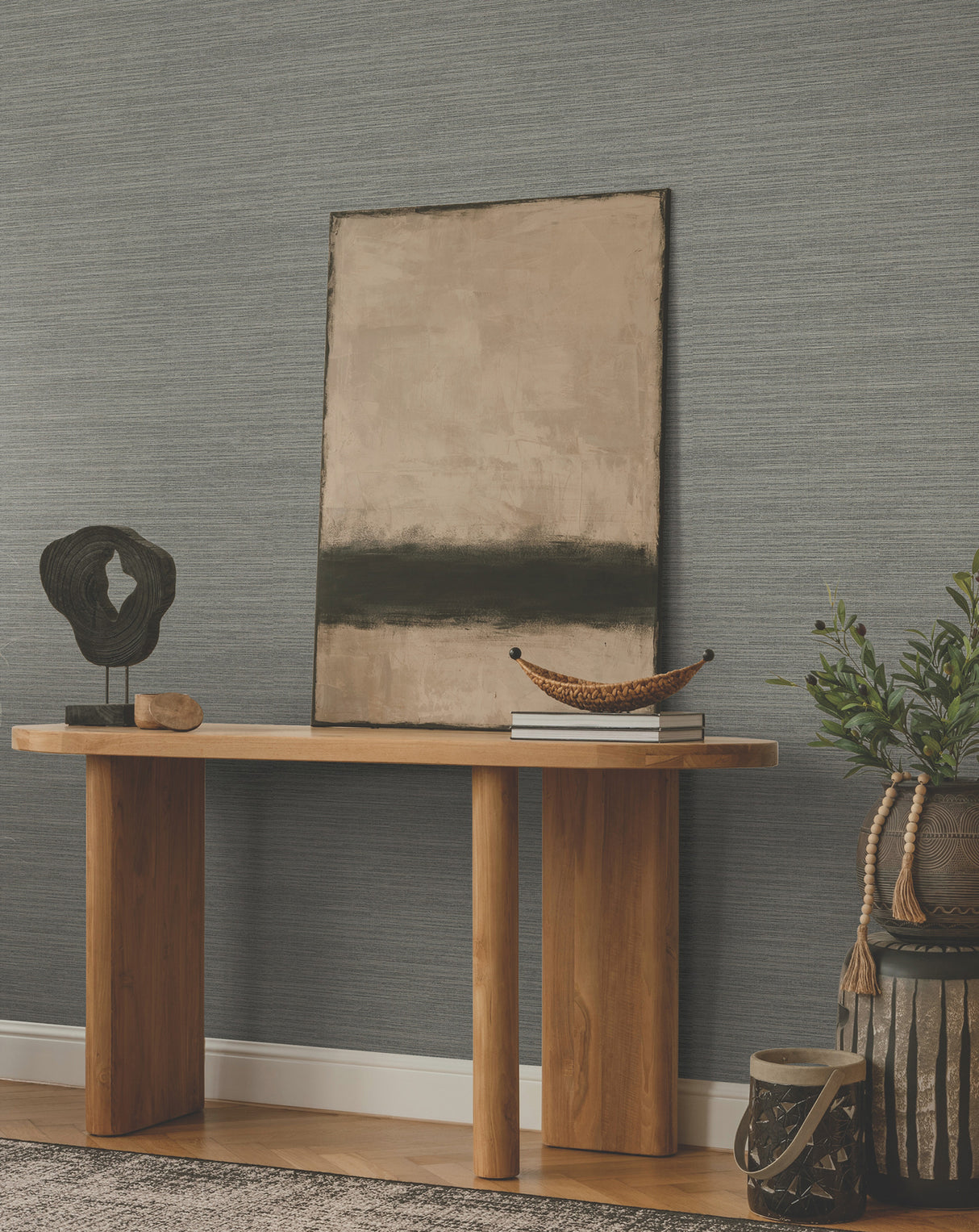 Amyra Silk Charcoal by Ronald Redding Textured Vinyl Wallpaper – York Designer Series ZA8097N