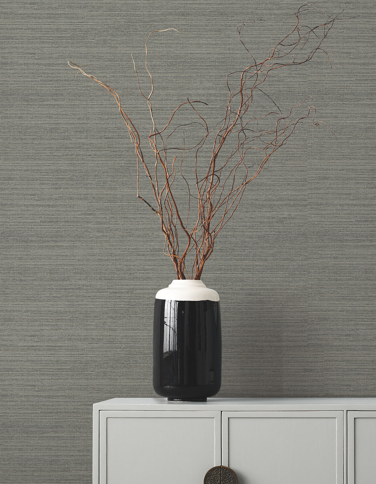 Amyra Silk Charcoal by Ronald Redding Textured Vinyl Wallpaper – York Designer Series ZA8097N