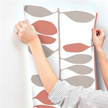 Sculpted Vines Vermillion & Graphite by York Wallcoverings Modern Botanical Wallpaper – York Wallcoverings ZM2802
