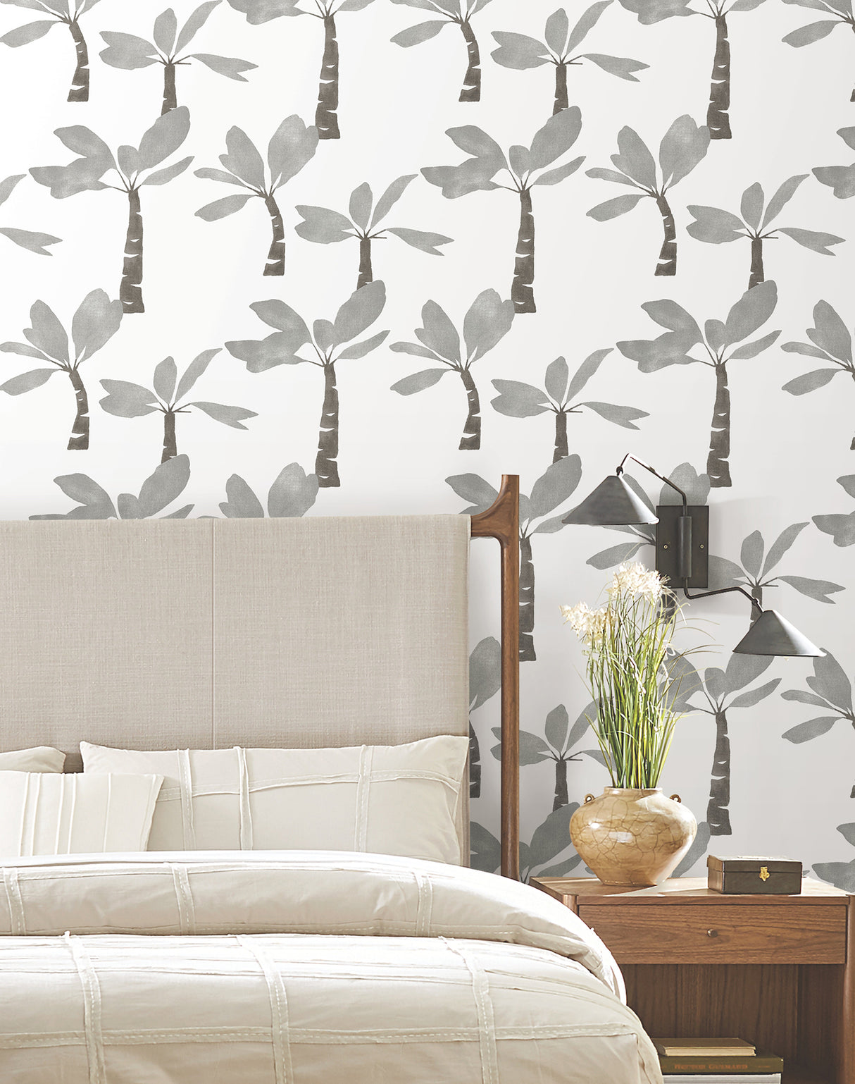 Painted Oasis Carbon & Graphite by York Wallcoverings Tropical Wallpaper – York Wallcoverings ZM2838