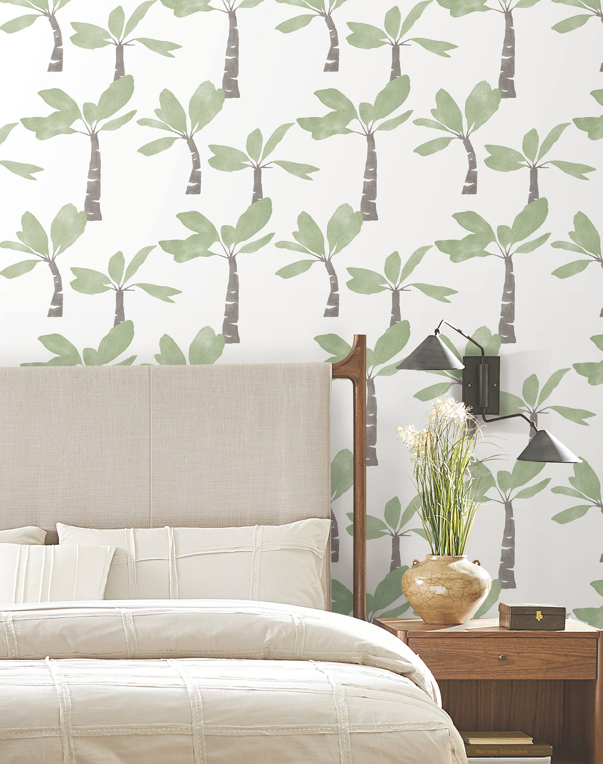 Painted Oasis Leaf Green by York Wallcoverings Tropical Wallpaper – York Wallcoverings ZM2839