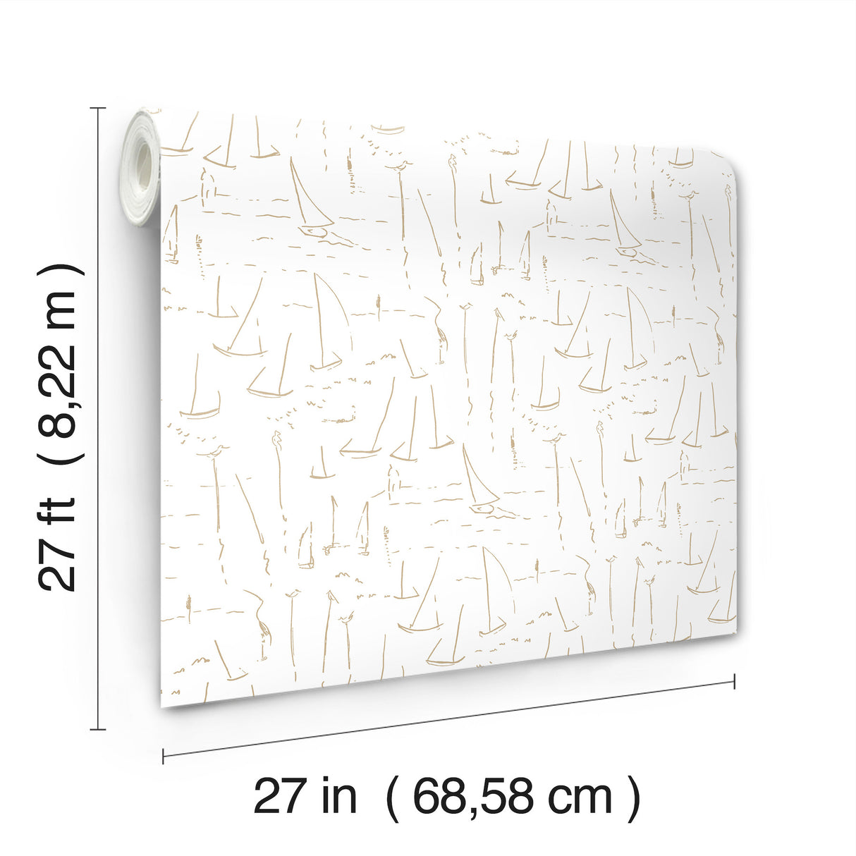 Vermillion Coast Gold by York Wallcoverings Nautical Sailboat Wallpaper – York Wallcoverings ZM2845