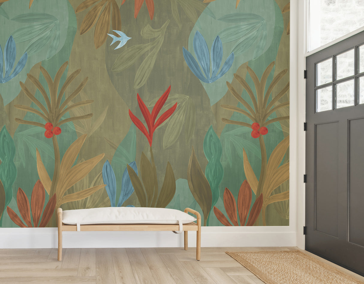 Chambord Gardens Leaf & Olive by York Wallcoverings Wall Mural – York Wallcoverings ZM2847M