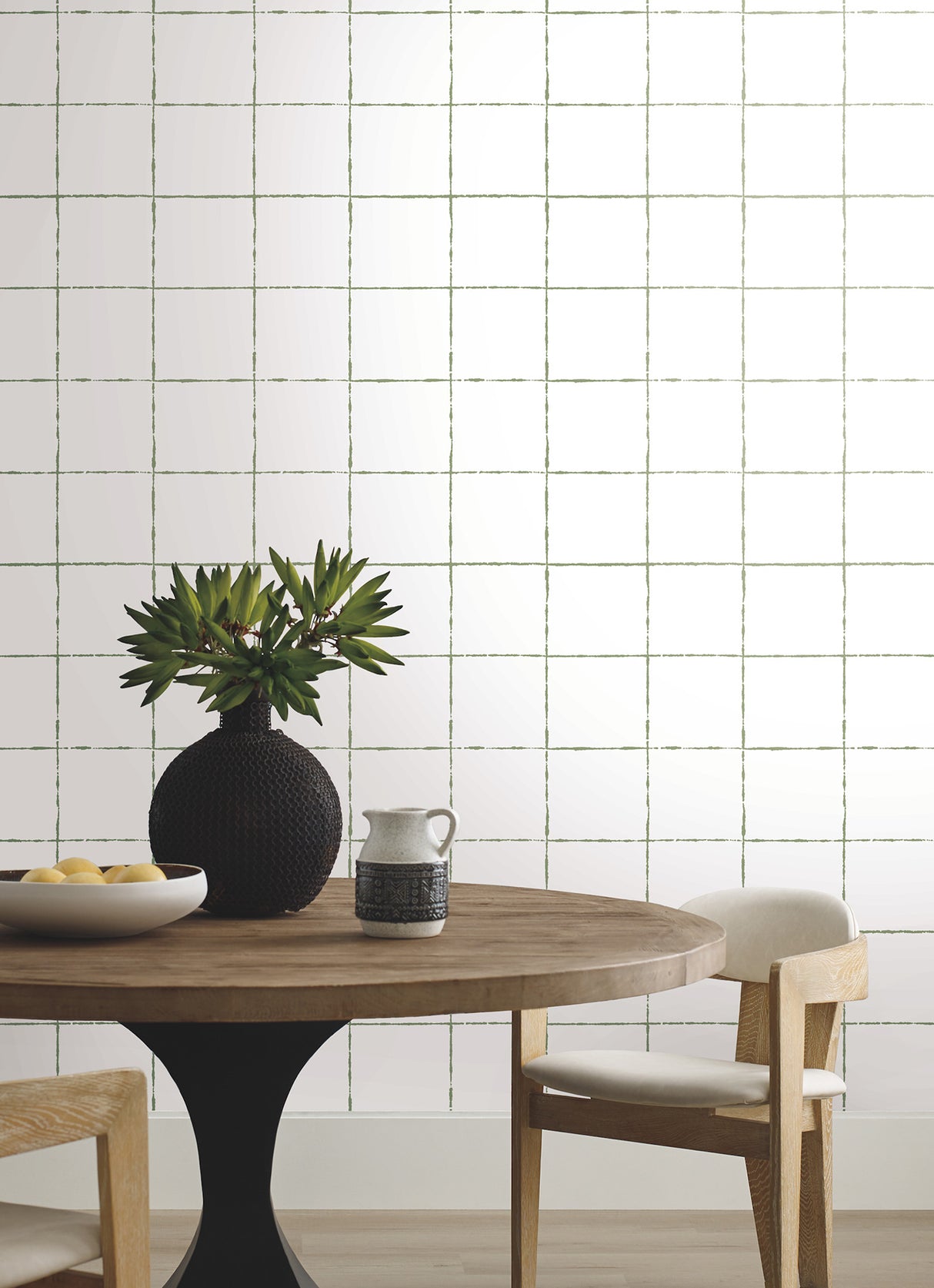 La Vitre Plaid Leaf by York Wallcoverings Modern Geometric Sage Green Grid Unpasted Non Woven Wallpaper Artisan Studio ZM2852