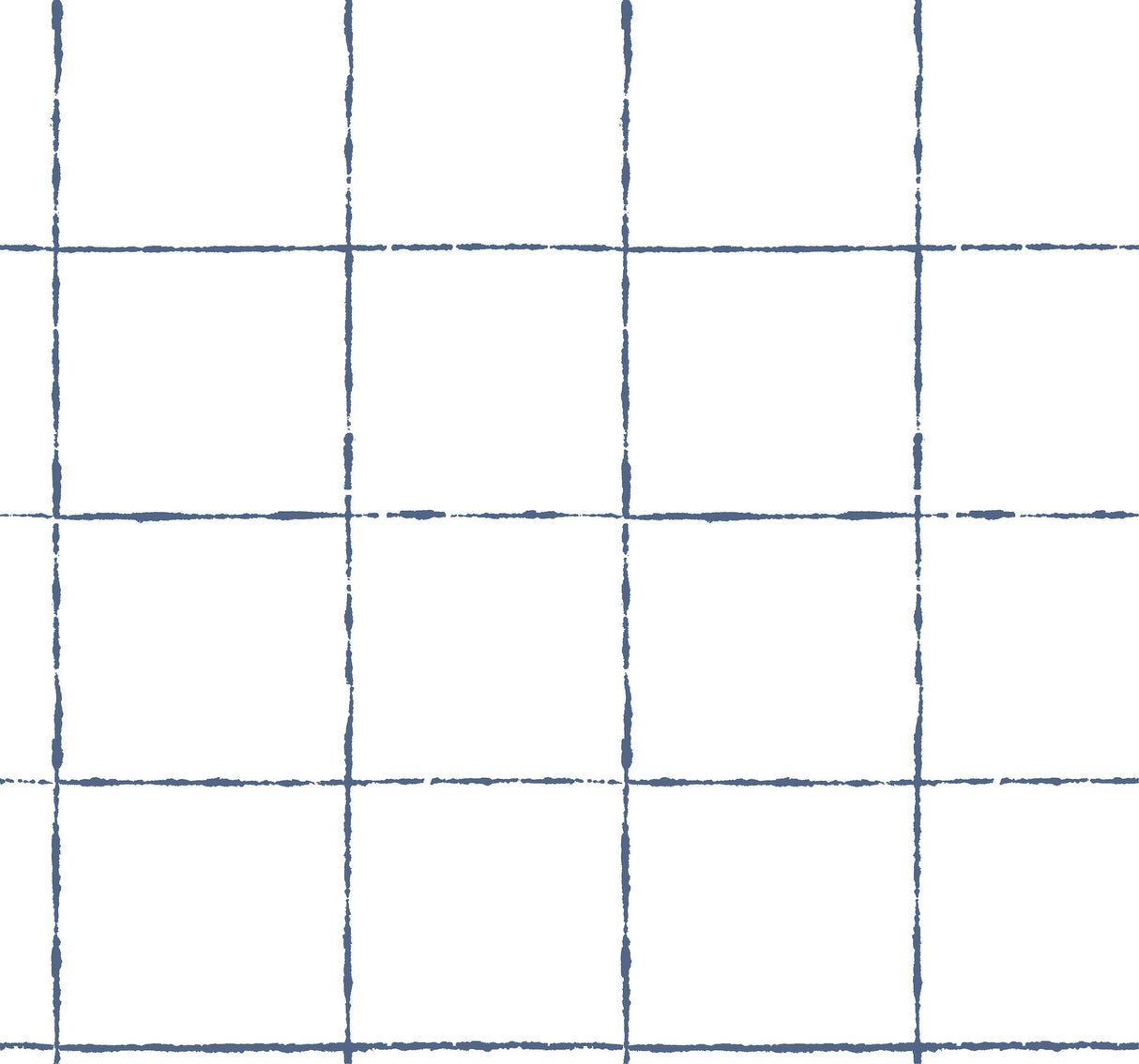La Vitre Plaid Ultramarine non woven wallpaper with indigo grid on white