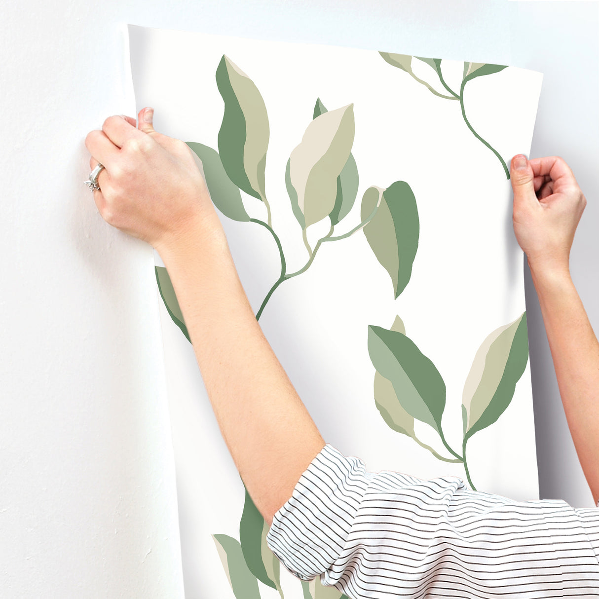 Brushwork Branches Leaf Green by York Wallcoverings Botanical Wallpaper- York Wallcoverings ZM2872