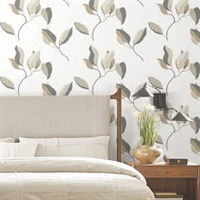 Brushwork Branches Neutral & Gold by York Wallcoverings Botanical Wallpaper – York Wallcoverings ZM2876