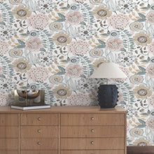 Artistic Bouquet Ochre & Ocean by York Wallcoverings Floral Wallpaper – York Wallcoverings ZM2891