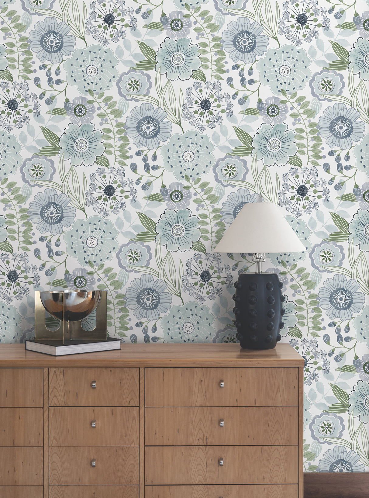 Artistic Bouquet Alpine & Leaf by York Wallcoverings Whimsical Floral Wallpaper - York Wallcoverings ZM2892