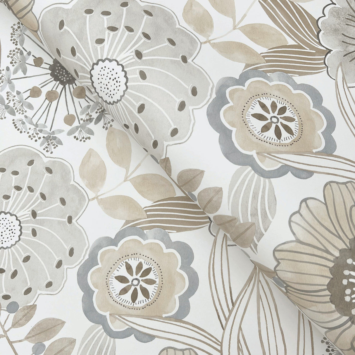 Artistic Bouquet Neutral by York Wallcoverings Whimsical Floral Wallpaper – York Wallcoverings ZM2894