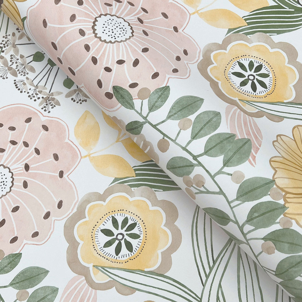 Artistic Bouquet Coral & Lemon by York Wallcoverings Floral Wallpaper – York Wallcoverings ZM2895
