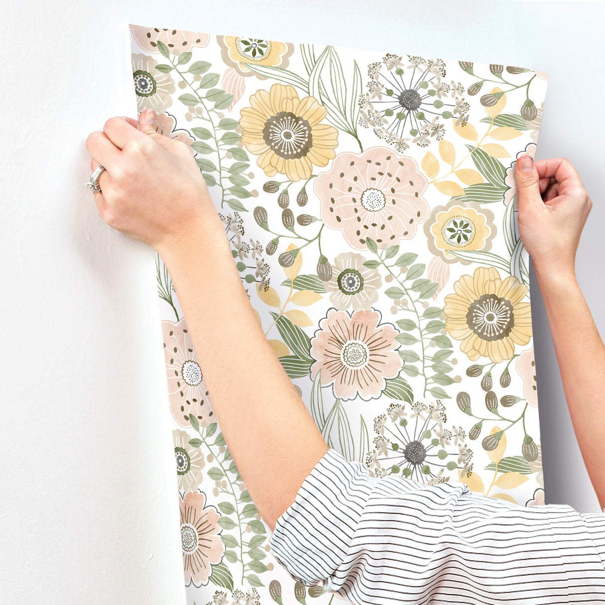 Artistic Bouquet Coral & Lemon by York Wallcoverings Floral Wallpaper – York Wallcoverings ZM2895