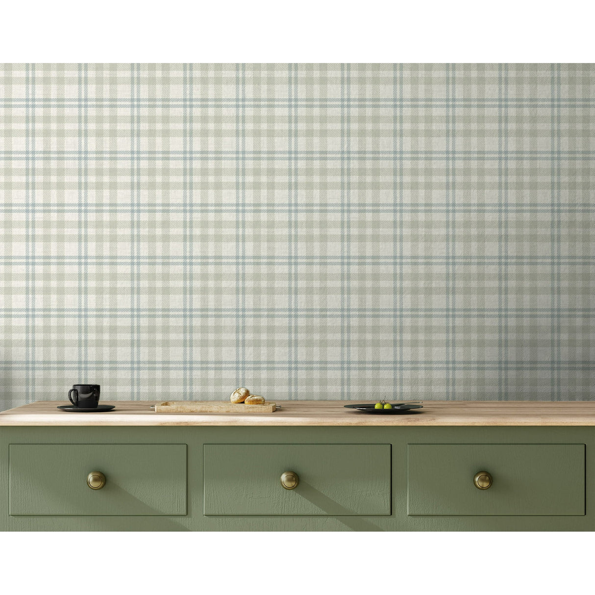 Corrine Neutral by Arthouse Countryside Check Wallpaper – Brewster Home Fashions AH294606